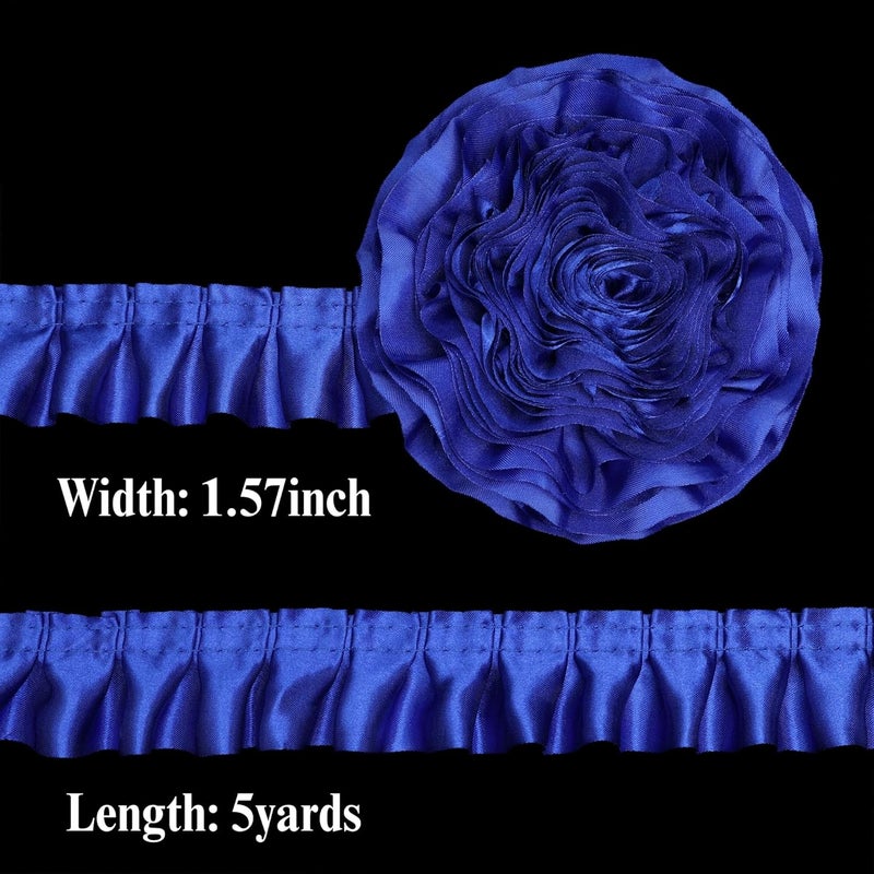 AIETSYEI Navy Ruffle Pleated Lace Trim Satin Ribbon Gather Ruffle Edge for Applique Sewing Crafts, Home Decoration - Image 2